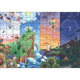 Cakapuzzle Renkli Ada Soyut Resim Sanat Eseri Gökkuşakları Ay 120 Parça Puzzle