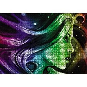 Cakapuzzle Renkli Dijital Sanat Kadın Portre 120 Parça Ahşap Puzzle