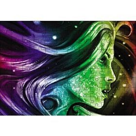 Cakapuzzle Renkli Dijital Sanat Kadın Portre 120 Parça Ahşap Puzzle