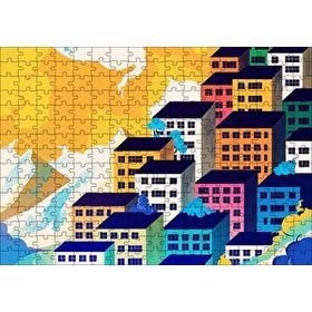 Cakapuzzle Renkli Gökdelenler ve Bulutlar 120 Parça Ahşap Puzzle