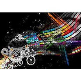 Cakapuzzle Renkli Şeritler Daireler ve Yıldızlar 120 Parça Ahşap Puzzle