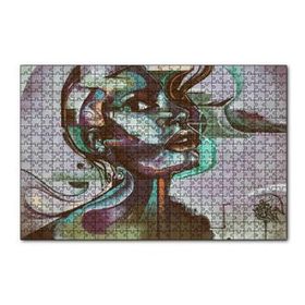 Cakapuzzle Renkli Siyahi Kadın Portre Duvar Boyama 120 Parça Ahşap Puzzle