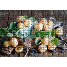 Cakapuzzle Renkli Tabaklarda Kayısı Yabanmersini Meyveleri Mdf 1000 Parça Puzzle