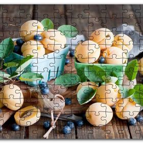 Cakapuzzle Renkli Tabaklarda Kayısı Yabanmersini Meyveleri Mdf 120 Parça Puzzle