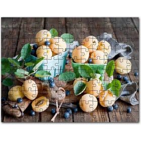 Cakapuzzle Renkli Tabaklarda Kayısı Yabanmersini Meyveleri Mdf 255 Parça Puzzle