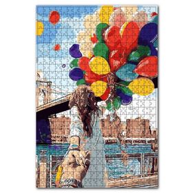 Cakapuzzle Retro Balon ve Sevgili Şekilli Görsel 120 Parça Puzzle