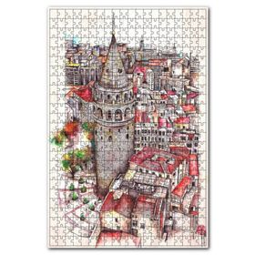 Cakapuzzle Retro Istanbul Galata Kulesi Tarz Görsel 1000 Parça Puzzle