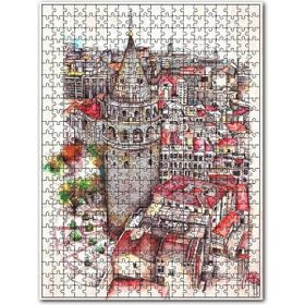 Cakapuzzle Retro Istanbul Galata Kulesi Tarz Görsel 255 Parça Puzzle