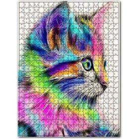 Cakapuzzle Retro Renkli Kedi Baskılı Görsel 1000 Parça Puzzle