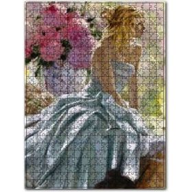 Cakapuzzle Richard S Johnson Ressam Kadın ve Vazoda Çiçekler 1000 Parça Puzzle