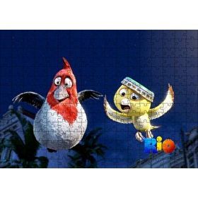 Cakapuzzle Rio Macerası Sarı ve Kırmızı Beyaz Kuşlar 120 Parça Ahşap Puzzle