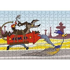 Cakapuzzle Road Runner ve Coyote Roket 120 Parça Ahşap Puzzle