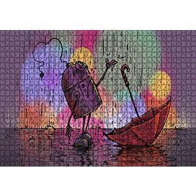 Cakapuzzle Robot Yağmur ve Şemsiye 120 Parça Ahşap Puzzle
