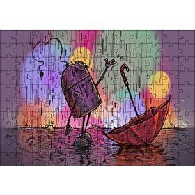 Cakapuzzle Robot Yağmur ve Şemsiye 120 Parça Puzzle