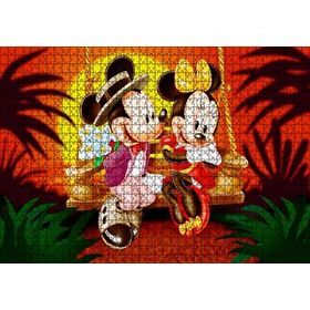 Cakapuzzle Romantik Mickey ve Minnie Mouse 120 Parça Ahşap Puzzle