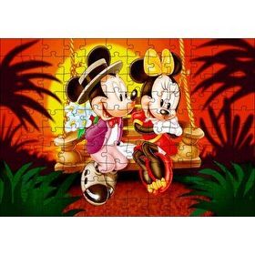 Cakapuzzle Romantik Mickey ve Minnie Mouse 120 Parça Ahşap Puzzle