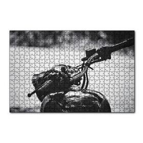 Cakapuzzle Royal Enfield Motorsiklet Depo ve Gidon Siyah Beyaz 120 Parça Ahşap Puzzle