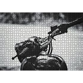 Cakapuzzle Royal Enfield Motorsiklet Depo ve Gidon Siyah Beyaz 120 Parça Ahşap Puzzle