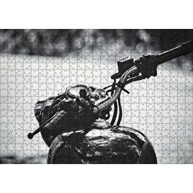 Cakapuzzle Royal Enfield Motorsiklet Depo ve Gidon Siyah Beyaz 120 Parça Ahşap Puzzle