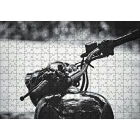 Cakapuzzle Royal Enfield Motorsiklet Depo ve Gidon Siyah Beyaz 120 Parça Ahşap Puzzle