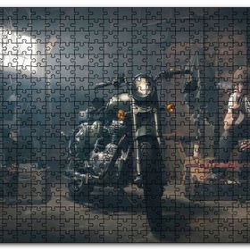 Cakapuzzle Royal Enfield Motorsiklet ve Sigara İçen Adam Mdf 120 Parça Puzzle