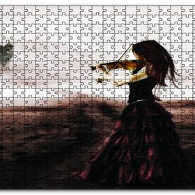 Cakapuzzle Rüyadaki Kemancı Kadın Soyut Ahşap 1000 Parça Puzzle