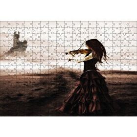 Cakapuzzle Rüyadaki Kemancı Kadın Soyut Ahşap 255 Parça Puzzle