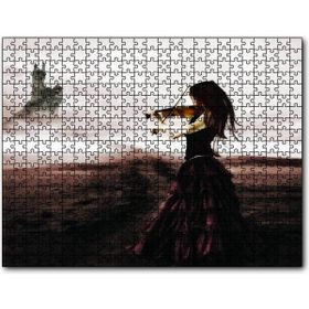 Cakapuzzle Rüyadaki Kemancı Kadın Soyut Ahşap 500 Parça Puzzle