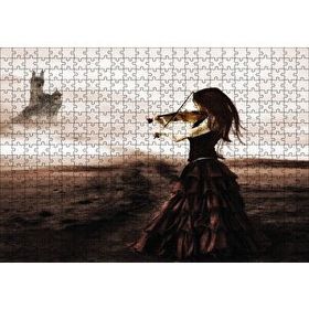 Cakapuzzle Rüyadaki Kemancı Kadın Soyut Ahşap 500 Parça Puzzle