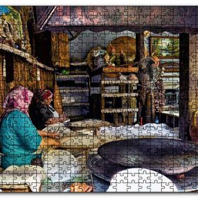 Cakapuzzle Sacda Ekmek Yapan Kadınlar Mdf 1000 Parça Puzzle