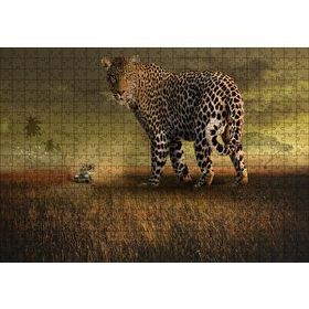 Cakapuzzle Safaride Turistler ve Dev Leopar Illüstrasyon 255 Parça Puzzle