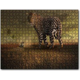 Cakapuzzle Safaride Turistler ve Dev Leopar İllüstrasyon Mdf 120 Parça Puzzle