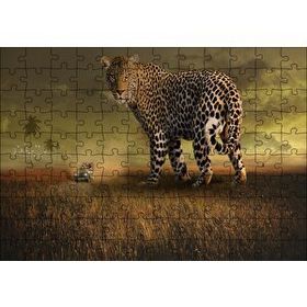 Cakapuzzle Safaride Turistler ve Leopar Kompozisyon Mdf 120 Parça Puzzle