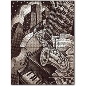 Cakapuzzle Saksafon Piyano Şehir Figürü Görseli Ahşap 1000 Parça Puzzle