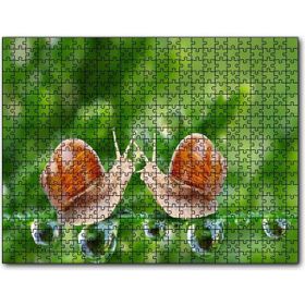 Cakapuzzle Salyangozlar Karşılaşması Yeşil Damlacıkları Mdf 120 Parça Puzzle