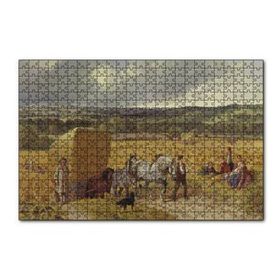 Cakapuzzle Saman Balyaları Taşıyan Atlar ve Köylüler 120 Parça Ahşap Puzzle