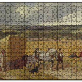 Cakapuzzle Saman Balyaları Taşıyan Atlar ve Köylüler Mdf 120 Parça Puzzle