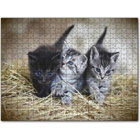 Cakapuzzle Samanlar Arasında Mavi Gözlü Üç Yavru Kedi Mdf 120 Parça Puzzle