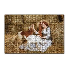 Cakapuzzle Samanlıktaki Genç Kız Oğlaklar Görseli 120 Parça Ahşap Puzzle