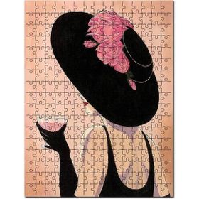 Cakapuzzle Şapkalı Kadın Pembe Kadehli Görsel 1000 Parça Ahşap Puzzle