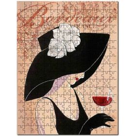 Cakapuzzle Şapkalı Kadın Üzüm Kadeh Görseli 255 Parça Ahşap Puzzle