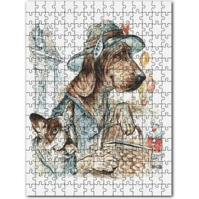 Cakapuzzle Şapkalı Kıyafetli Köpekler Pikniğe Gidiyor 500 Parça Ahşap Puzzle