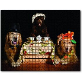 Cakapuzzle Şapkalı Köpek Ayı Masada 120 Parça Ahşap Puzzle
