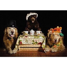 Cakapuzzle Şapkalı Köpek Ayı Masada 120 Parça Ahşap Puzzle