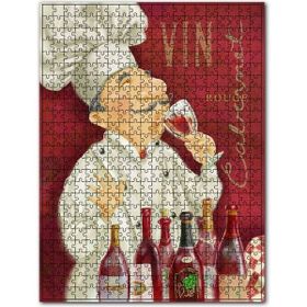 Cakapuzzle Şarap Tadan Aşçı Figürü Görseli 120 Parça Ahşap Puzzle
