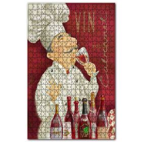 Cakapuzzle Şarap Tadan Aşçı Görseli Ahşap 1000 Parça Puzzle