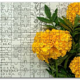 Cakapuzzle Sarı Çiçekler Bitkisel Şifa Kitabı Yaprakları Mdf 1000 Parça Puzzle