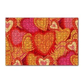 Cakapuzzle Sarı Kırmızı Kalpler Çizim 120 Parça Ahşap Puzzle