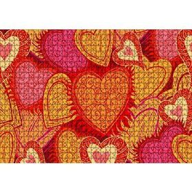 Cakapuzzle Sarı Kırmızı Kalpler Çizim 120 Parça Ahşap Puzzle
