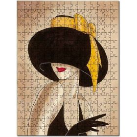 Cakapuzzle Sarı Kurdeleli Şapkalı Kadın Görseli 120 Parça Puzzle